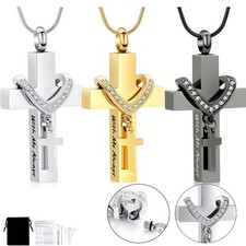 Cremation Urn Necklace for Ashes Stainless Steel Cross Ash Pendant Urn Necklaces