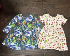 7/8 Grinch Girl Dresses Bundle Lot Christmas Holiday Kids Green White Costume B5