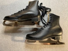 Lake Placid Model 285 Black Leather Figure Skating Ice Skates Men's Size 10