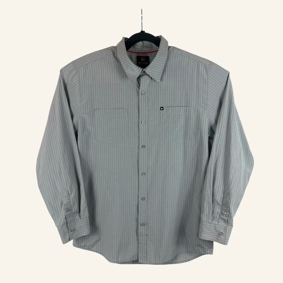Quiksilver Men’s XXL Long Sleeve Striped Button Up Casual Shirt - Image 3 of 4