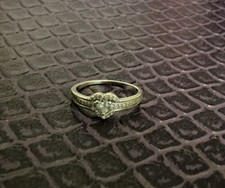 Sterling Silver Love-Heart Ring Set With Cubic Zirconias