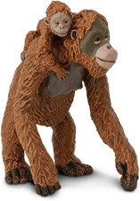 Orangutan with Baby Figurine - Lifelike 2.5" Hand-Painted Wildlife Figure - Educ