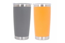 2x Thermos Tazza Termica Acciaio Inox 304 Doppia Parete 590ml Arancione Grigio