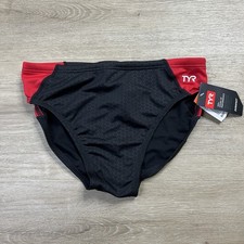 TYR Durafast Racer Swimwear Brief Drawstring Black Red Mens Size 34 NWT