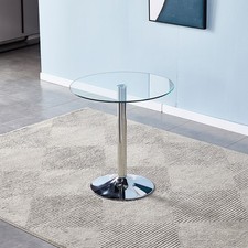 Round Glass Dining Table and 2/4 Chairs Set Dining Room Kitchen Lounge Office 
