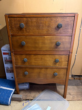Wood Chest of Drawers 4 Drawer Brown Medium Tone, Round Knob, Freestanding