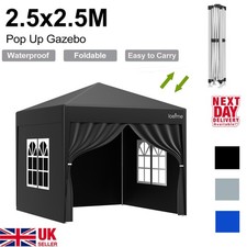 POP UP 2.5M Gazebo Marquee Waterproof Tent Garden BBQ Party Wedding Market Stall