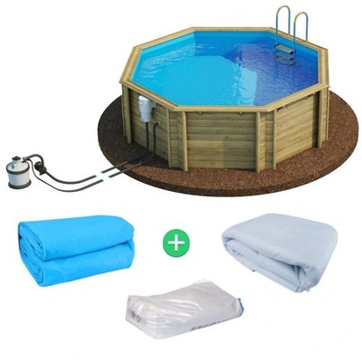 BWT Holzpool mit Folienauskl.  Tropic Octo 414 Neuware OVP  Holz Folie dkl blau