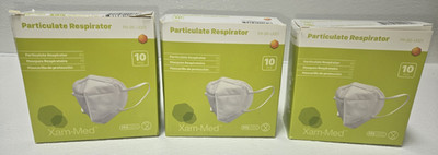 3 Boxes of Xam-Med 10-Pack Disposable PR-95-U001  - Fits Most, 30 masks total