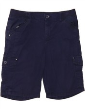 LEE Womens Mid Rise Relaxed Fit Cargo Shorts US 10 Large W32 Navy Blue CC03