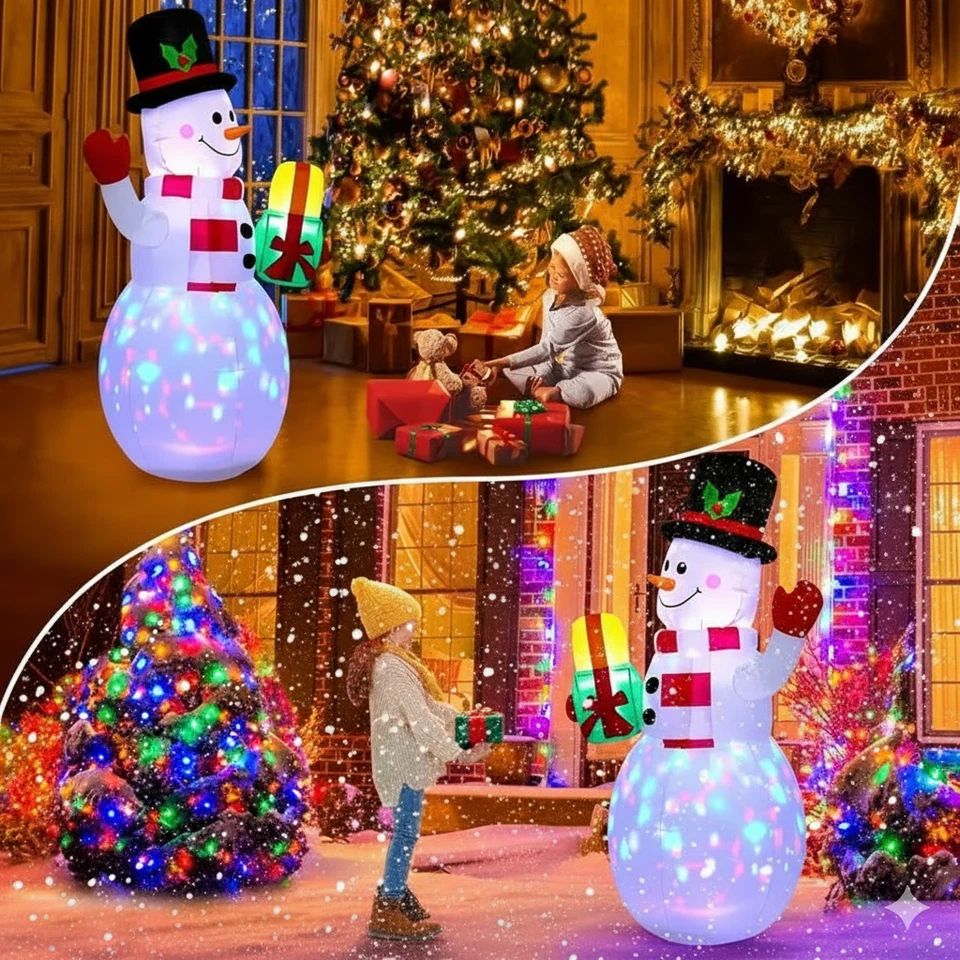 5FT Christmas Inflatable Snowman w/ LED Lights | Outdoor Yard Garden Blow Up - Image 2 of 4