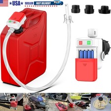Auto-Stop Fuel Transfer Pump Battery Powered with 3 Adaptors 3.2 GPM 51" Hose US