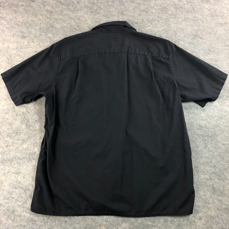 UNIQLO Mens Button Up Shirt Medium Black Short Sleeve Cotton Modal Collared - Image 2 of 4