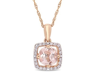 4/5 Karat (ctw) Morganit Anhänger Halskette in 10K Rose Rosa