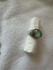 Gorgeous Lagos Caviar Green Prasiolite Sterling Ring sz 7