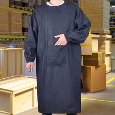 Welding Apron Denim Smock for Adults Unisex Work Clothes Long Sleeve for Cooking
