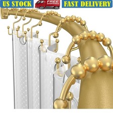 Curved Adjustable Shower Curtain Rod Space Saver Anti Rust Wall Mounted Fixture