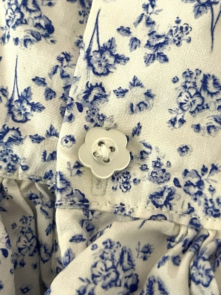 Pumpkin Patch Baby Girl Dress 18-24M Blue Floral Smocked Peter Pan Collar EUC - Image 3 of 4