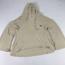 The Black Dog Hoodie Womens Large Beige V Neck Waffle Knit Pullover Dog Logo