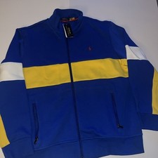 Polo Ralph Lauren Double Knit Track Jacket Blue Yellow Sz M 148 New