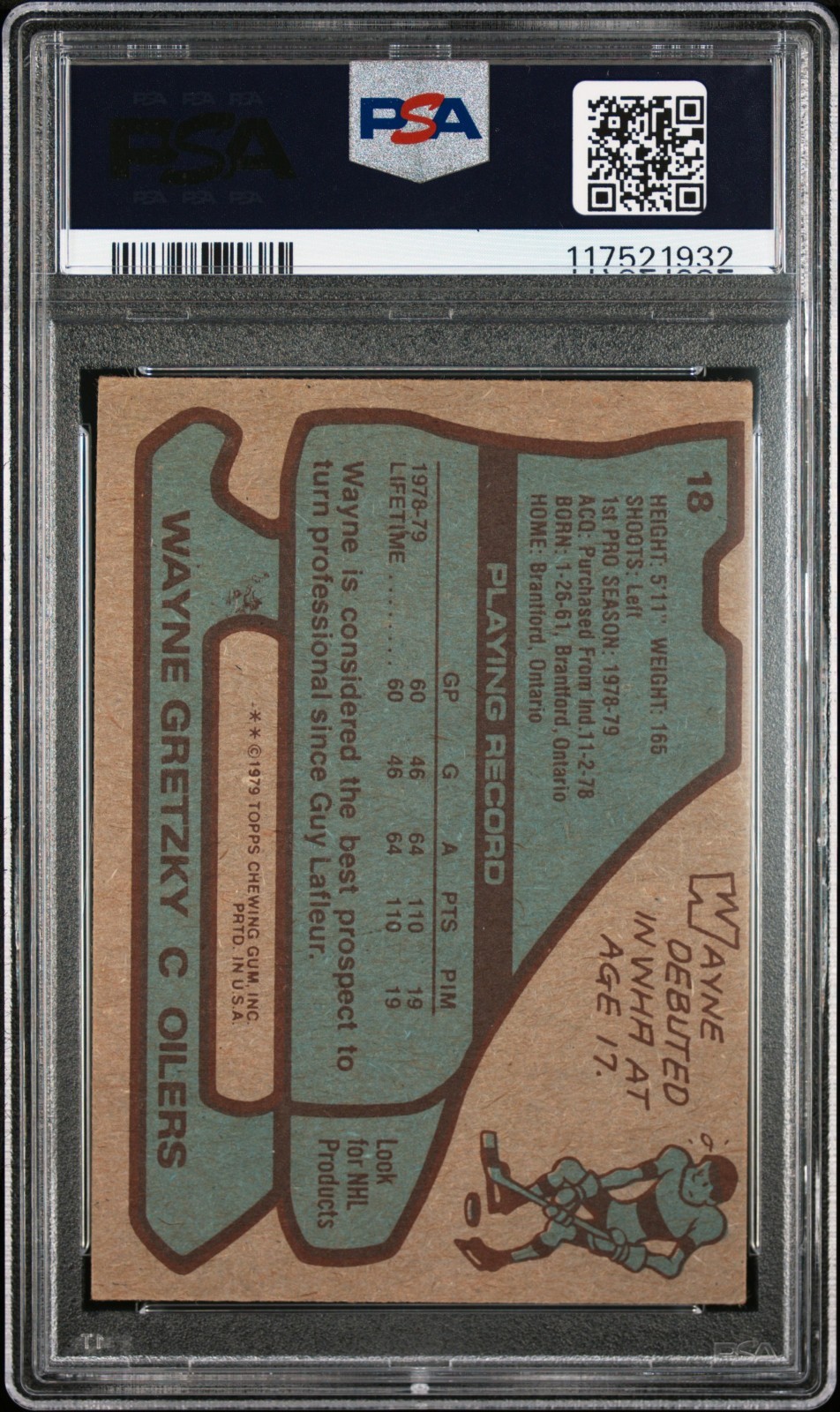 1979 Topps Wayne Gretzky #18 RC Rookie Centered PSA 3.5 New Cert view 2