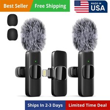 Wireless Lavalier Microphone 2-Pack for iPhone Android PC US