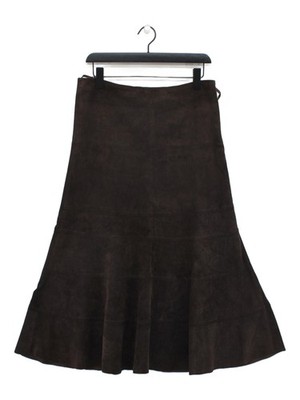 Monsoon Women's Midi Skirt UK 10 Brown Leather with Acetate Midi A-Line