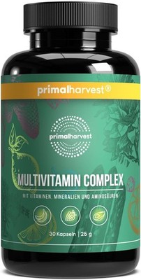 Multivitamin Kapseln hochdosiert 30 Stück   Vegan Immunsystem Energie Primal