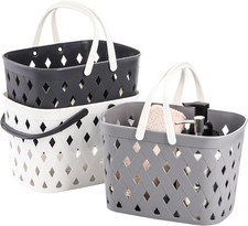 3 Pack Portable Shower Caddy with Handles, Plastic Tote Storage Basket Toiletry