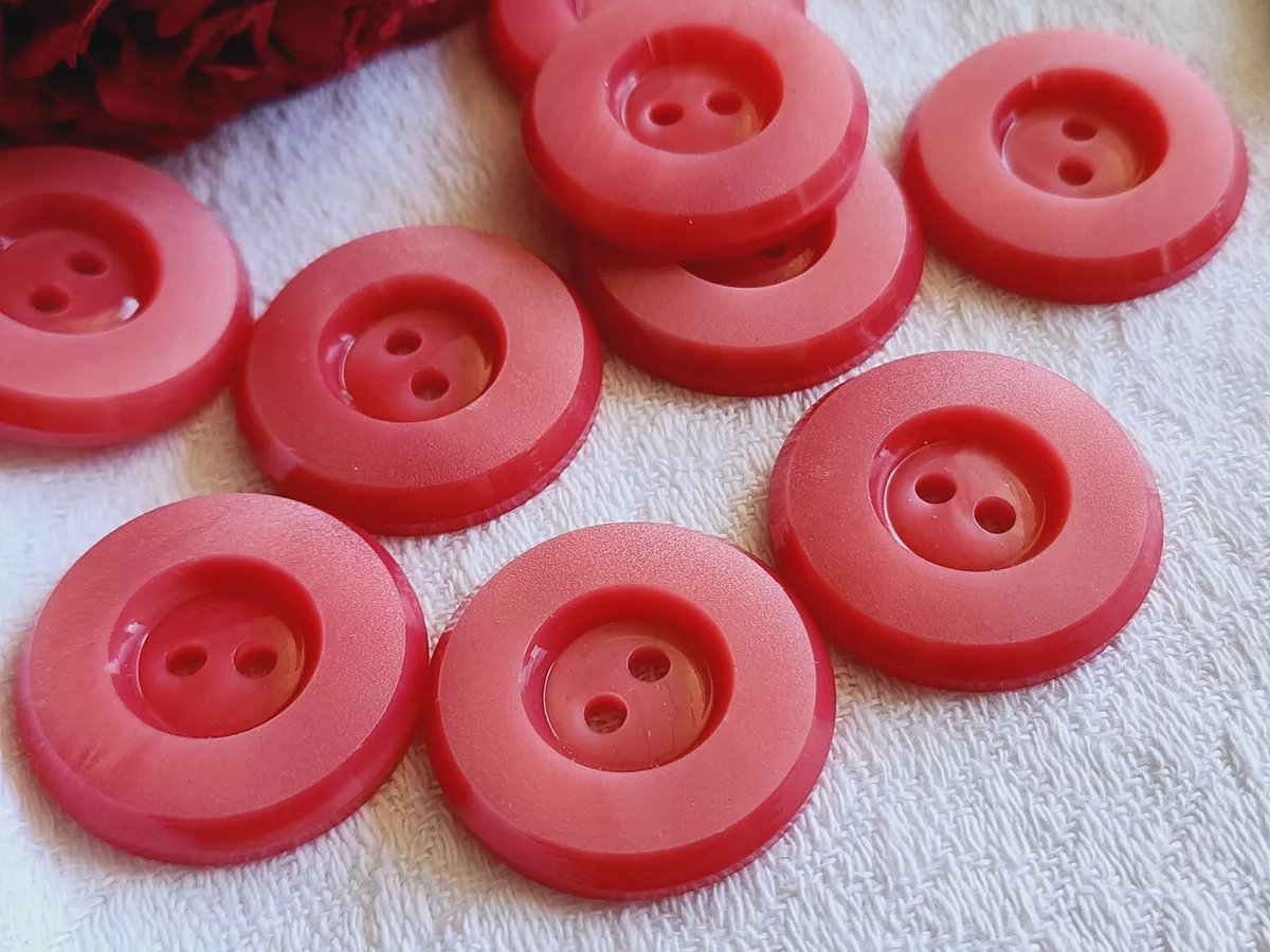 Lot 7 gros boutons vintage rose deux trous gilet diam tre 2 6 cm