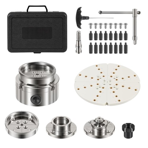 4 Inch Wood Lathe Chuck Set 1" X 8 Tpi, Self Centering 4 Jaw Wood Turning Chuck 5pc (4 Jaw Chuck Set 5pc