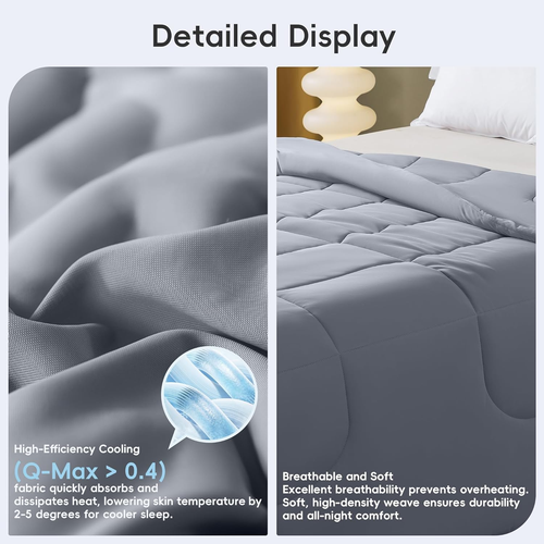 Cooling Comforter Full/Queen Size, All Season Blanket for Hot Sleepers, Lightwei - Picture 5 of 7