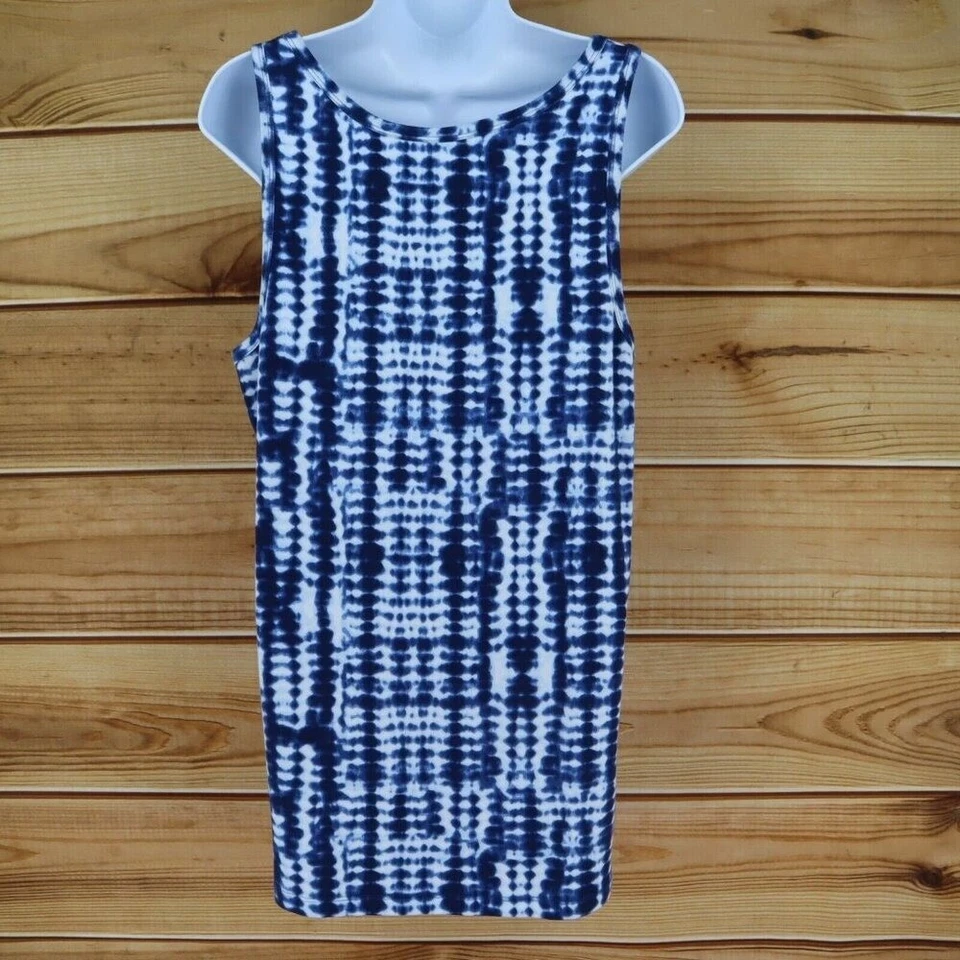 Camiseta sin mangas Falls Creek para mujer talla 1X azul blanco negro mezcla de algodón suave Foto 2 de 4