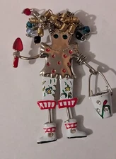 Ganz Gardening Girl Woman Large Pin Brooch And/Or Pendant 