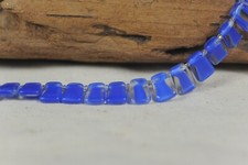 25 Blue and Clear Rectangles Glass Beads Top Drilled Destash