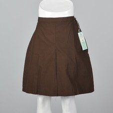 Medium 1960s Mini Skort Split Shorts Vintage Brown Side Zip Box Pleats Summer