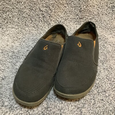 Nohea Mesh Gray Loafer Size 12 MS5574A Olukai Nohea Mesh Shoes Youth Boys 12 Gray Slip On Boat  main image 3