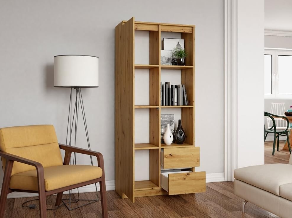 BDW Bibliothèque 180x80x35 cm avec tiroirs Étagère de bureau