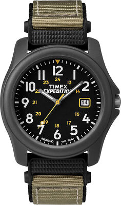 Timex T42571, Men's ''Expedition Camper'' Black/Green Nylon Watch, Date, Indiglo