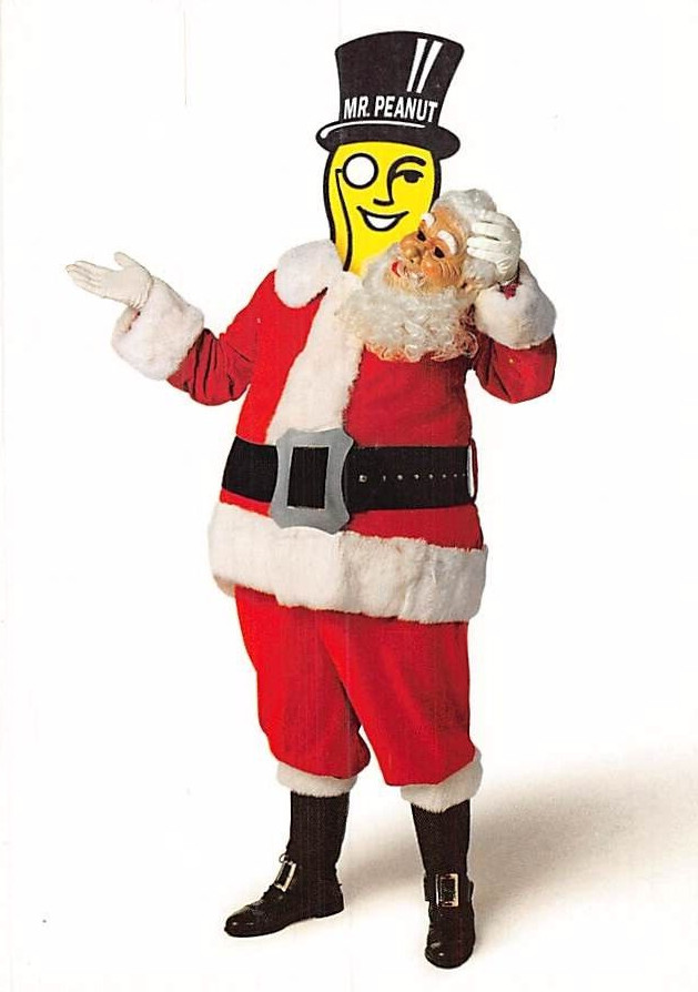 Postal: ¡Oh, no, el Sr. Peanut decapitó a Santa y robó su disfraz! 4x6