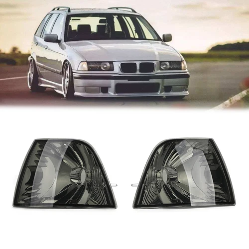 Pair Corner Light Turn Signal Smoke Lens for BMW E36 3 Series 4DR 92-98 No Bulb
