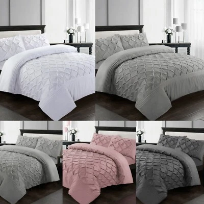 Luxury Deluxe Pintuck Duvet Sets Soft Comfy Set Double Super King Size Bedding