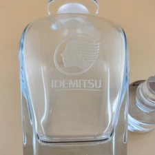 RARE Idemitsu Glass Decanter with Stopper Lid Whiskey Liquor Gift READ DESCRIP.
