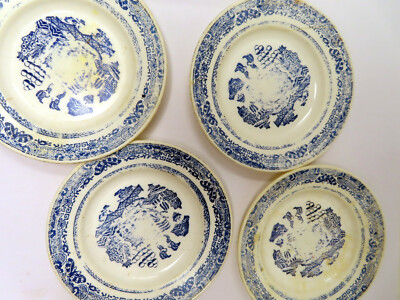 Vintage iDEAL Blue Willow Child's Plastic Play Dish Set Cups Plates