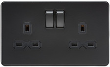 Knightsbridge Screwless light switches & sockets Matt Black Premium series range