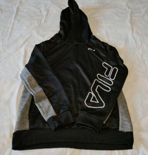 Fila Youth Sweatshirt M 10-12 Black/Gray Hoodie Sweater Pullover Graphic Logo