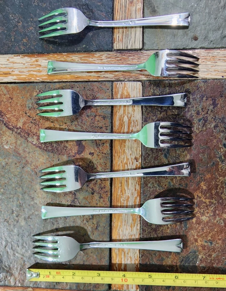 👌批量 7 WM ROGERS 美国复古灰色PSHOLM 不锈钢沙拉 🥗🍅 😋 FORKS  — 第 4/4 张图片