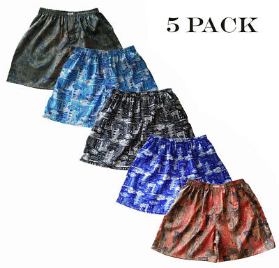 NEW Thai Silk Boxer Shorts Men Underwear Sleepware XXL Waist 32-37 inch Dark Blue #8 