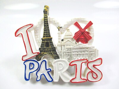 Paris Magnet Poly Eiffelturm Moulin Rouge Sacre Coeur Souvenir Frankreich (A3)