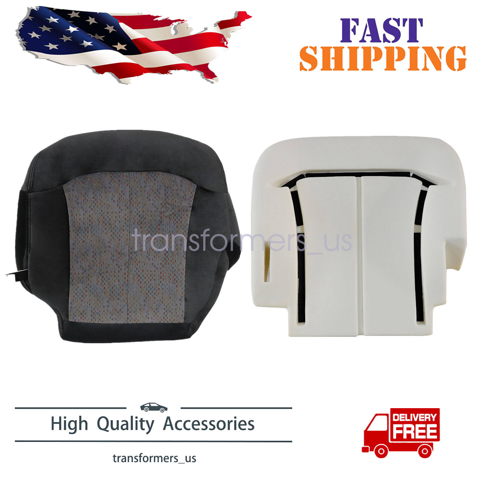 For 1999-2002 Chevy Silverado Driver Bottom Cloth Seat Cover + Cushion Foam